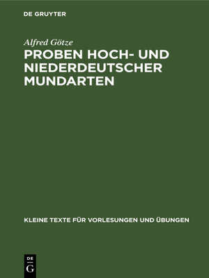 cover image of Proben hoch- und niederdeutscher Mundarten